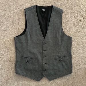 Gray melange 5-button vest with tab-closed pockets